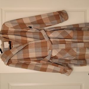 Long plaid pea coat